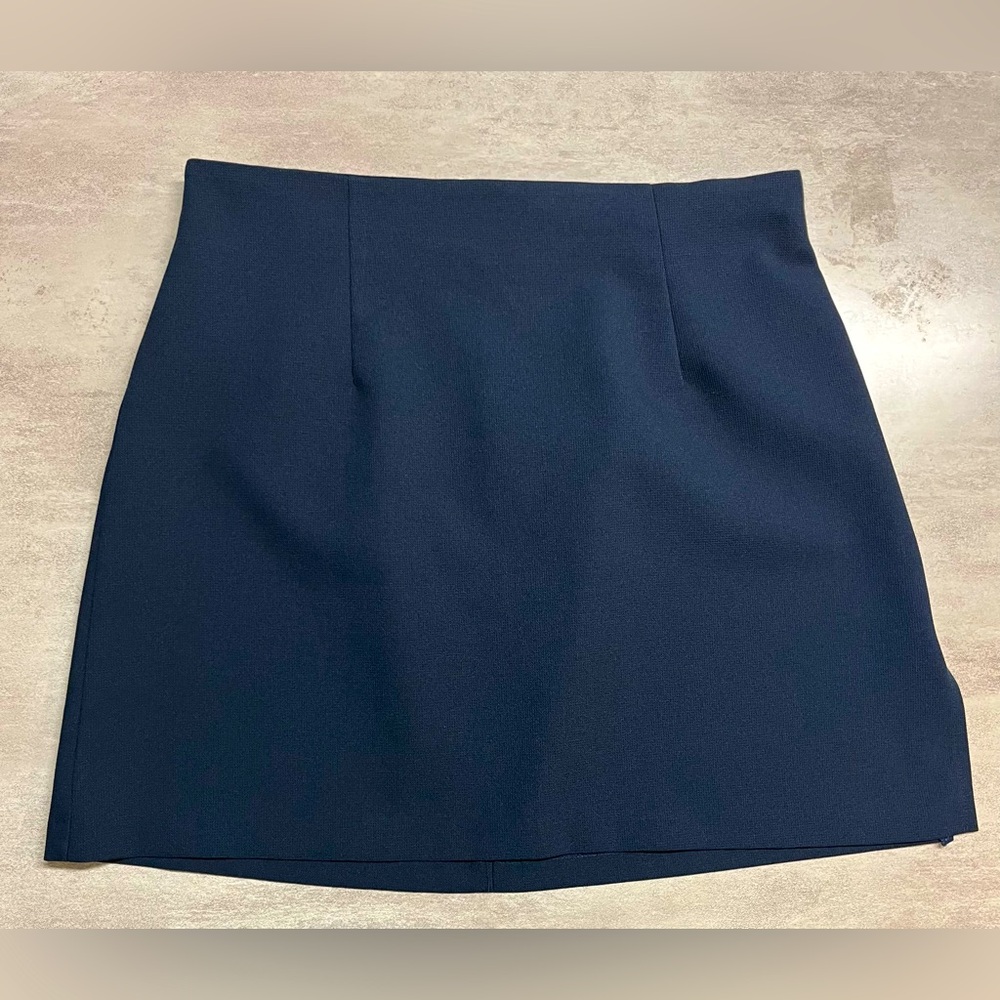 Navy Blue Pleated Short Mini Skirt